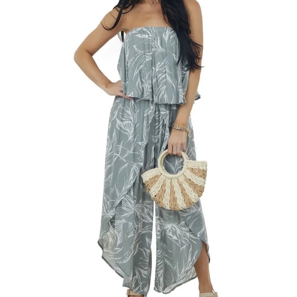Sage Printed Strapless Layered Jumpsuit Sz S NWT! - Picture 2 of 7